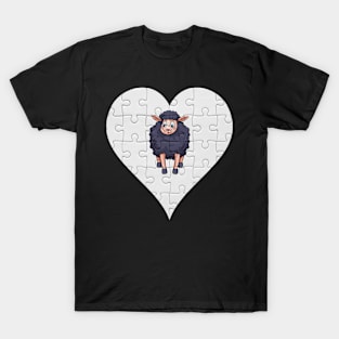 Jigsaw  Sheep Heart Design - Farm Animals Sheep T-Shirt